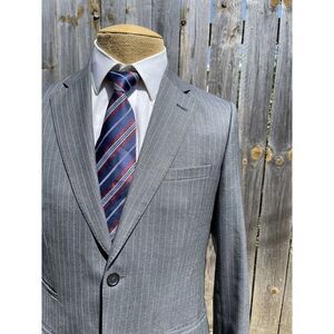 CARTIER‎ Men's Sports Coat Jacket Gray Striped 100% Wool Luxury Size 38 R